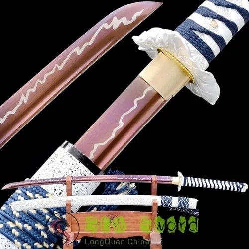 Vista 8 de GLW - Espada GLW de 41 pulgadas, hecha a mano, afilada, espada samurái japonesa, acero de manganeso alto y espiga completa