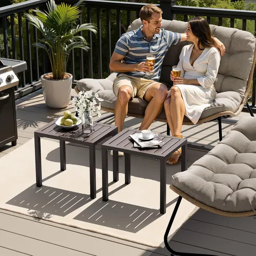 Vista 7 de Crestlive Products Mesa auxiliar al aire libre, mesa auxiliar rectangular de aluminio, mesa de café para patio pequeño para interiores y exteriores