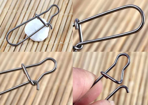 Vista 4 de Duo-Lock - Clips de pesca de acero inoxidable con cierre de gancho de señuelo de cierre de cambio rápido, accesorios de pesca de agua salada