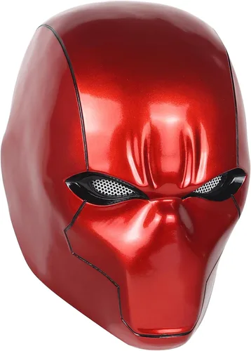 Vista 5 de Casco de capucha roja, efecto metálico, máscara de capucha roja de lujo, accesorio de cosplay para fanáticos, edición de coleccionista