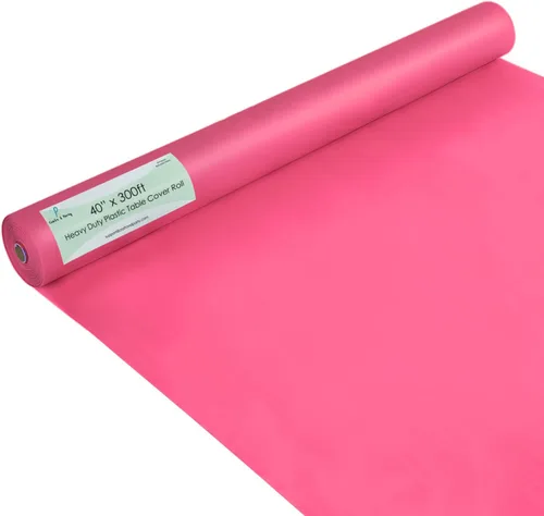 Vista 10 de Rollo de plástico para cubierta de mesa color verde manzana, 40 pulgadas x 100 pies, rollo de plástico resistente para cubierta de mesa de banquetes