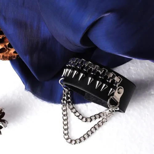 Vista 5 de Eigso Pulsera vintage retro punk para hombres y mujeres con cierre de botón de metal ajustable