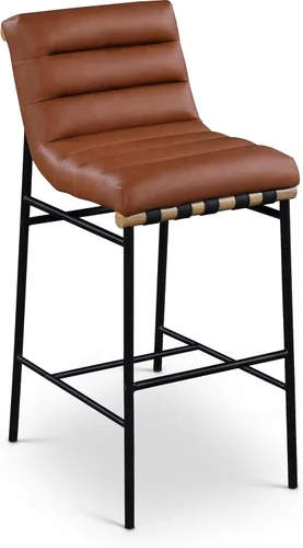 Vista 11 de Meridian Furniture 846Black-C Burke Collection Modern Taburete de bar contemporáneo con cuero vegano negro suave, marco de metal negro mate