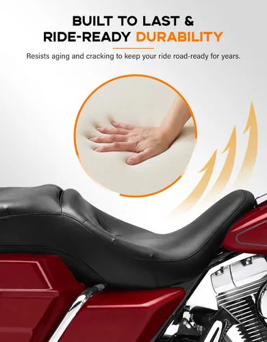 Vista 4 de XMT-MOTO Cojín para Asiento de Conductor y Pasajero Compatible con Harley Davidson Touring Electra Glide Classic 1997-2007