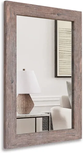 Vista 14 de Syndra Espejo Rectangular con Marco Rústico de 20x28'' Montado en Pared Espejo de Tocador Rústico con Marco de Madera Grande Espejo de Baño