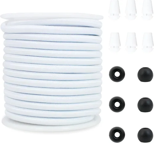Vista 6 de Cordón elástico delgado negro de 2mm para hacer pulseras, cuerda elástica redonda de 129 pies, cordón para cuentas Pony, hilo elástico