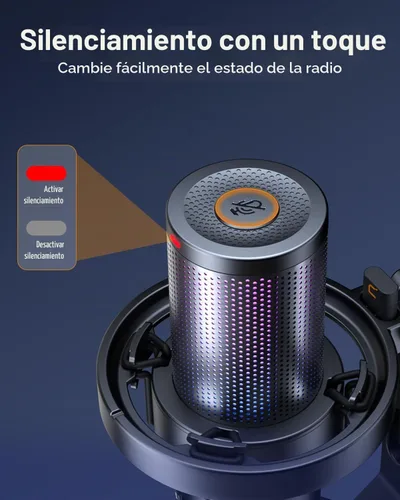 Vista 5 de COMICA Ejoy Uni(D) Micrófono USB para juegos con reducción de ruido, luces RGB 48kHz/24bit Sound Quality, Shock Mount, One-Key Mute, Streaming PC