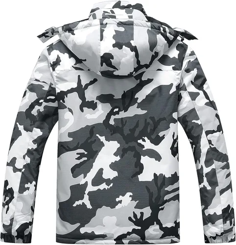 Vista 2 de Chaqueta de esquí impermeable con capucha para hombre, abrigo cálido de nieve para el invierno