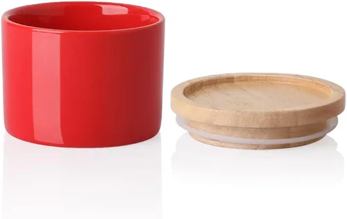 Vista 30 de Recipientes de cocina Sweejar, tarro de almacenamiento de cerámica para alimentos, recipientes apilables con tapa hermética de madera para servir