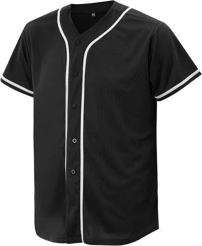 Vista 3 de Camiseta de béisbol para hombres y mujeres, camisas de béisbol para camisa abotonada personalizada, uniformes deportivos hipster hip hop
