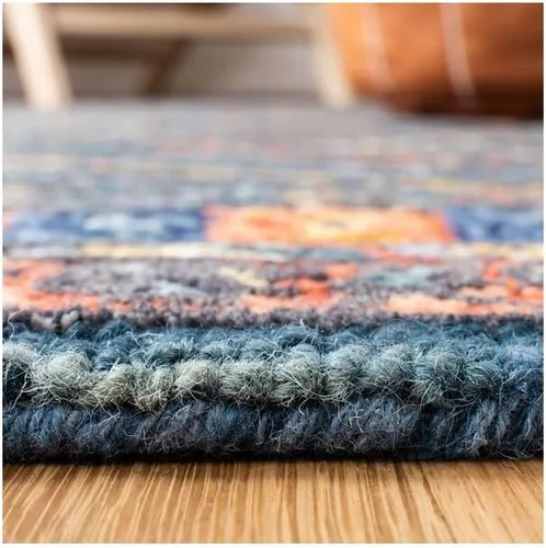 Vista 4 de SAFAVIEH Aspen Collection - Alfombra decorativa de 2 x 3 pies, color óxido y verde, lana bohemia hecha a mano, ideal para zonas de alto tráfico