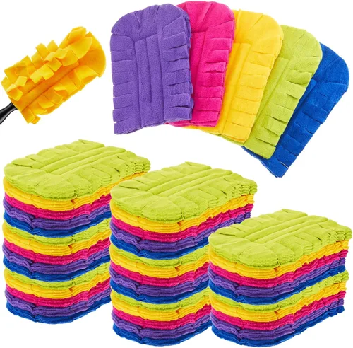 Vista 24 de Zubebe 3 piezas de repuesto de plumero de forro polar reutilizables, plumeros planos de plumas, almohadillas de limpieza lavables para múltiples