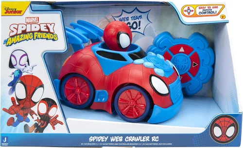 Vista 2 de Jazwares Marvel Spidey y sus Increíbles Amigos Web Crawler RC - Vehículo Control Remoto - Cuenta con Súper Héroe Integrado con 4 Funciones