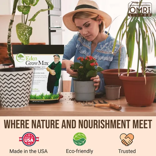 Vista 6 de Eden Grow Max Organic Blended Neem Cake Perfecto para jardinería doméstica, frutas, césped y flores, listado OMRI (3 libras)