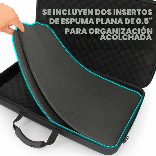 Vista 3 de CASEMATIX Funda de viaje para controlador de DJ compatible con Hercules Inpulse 500 - Funda rígida para mezclador de DJ con correa Negro