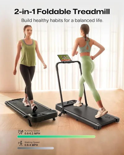 Vista 3 de UREVO Strol 2E Pro Smart Walking Pad Treadmill with APP, 12% Incline, Compact Walking Pad with Safety Handle, Plug & Play, Desk Treadmill with LED