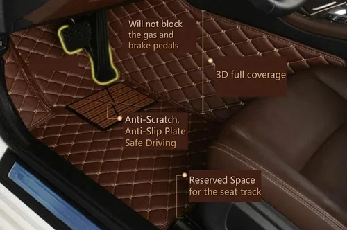 Vista 5 de Tapetes de automóvil personalizados para el 99% de modelos de vehículos, cuero, tapicería completa, color beige, rojo, rosa, azul, púrpura