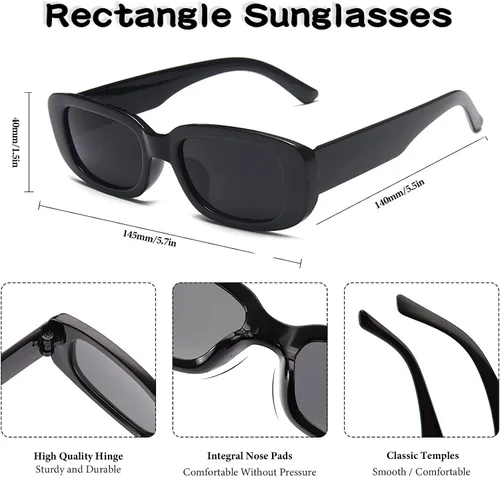 Vista 5 de Pibupibu 20 Pack Colorful Small RectangleChunky Square Sunglasses for Women Men Party Sunglasses Bulk