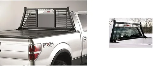 Vista 6 de RealTruck Backrack Marco de Estante Semi-Persianas + Kit de Hardware para uso con Caja de Herramientas de 21", Combo Sin Perforación, Negro