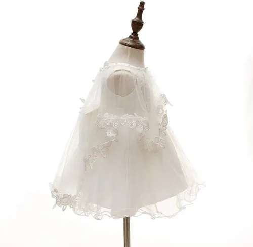 Vista 3 de Juego de 3 piezas de vestido de bautizo, vestido formal para niña, Marfil