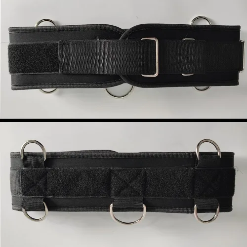 Vista 6 de LOOEEL Fitness Resistance Belt Multi Functional Fitness Belt with 5 Rings for Weight Training and Resistance Training of Load Carrying Pull Up Belt