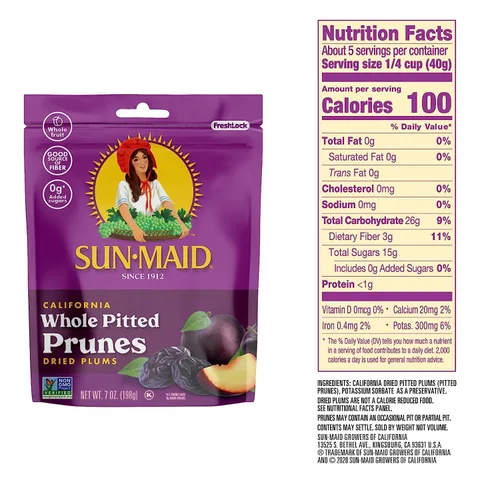 Vista 3 de Sun-Maid Ciruelas pasas sin hueso de California, bolsa resellable de 7 onzas (paquete de 3)