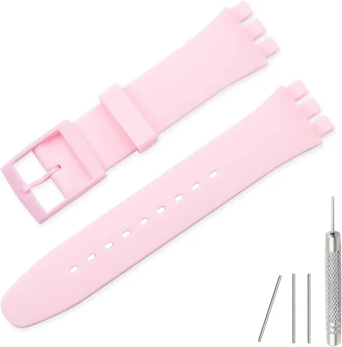 Vista 22 de Lijinlan Correa de silicona de repuesto para Swatch de 0.669 in, 0.748 in, 0.787 in, correa de reloj impermeable para Swatch Negro