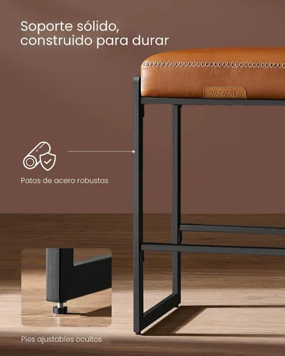 Vista 6 de VASAGLE Taburetes de bar, altura de mostrador, piel sintética, 26 pulgadas marrón (Caramel Brown)
