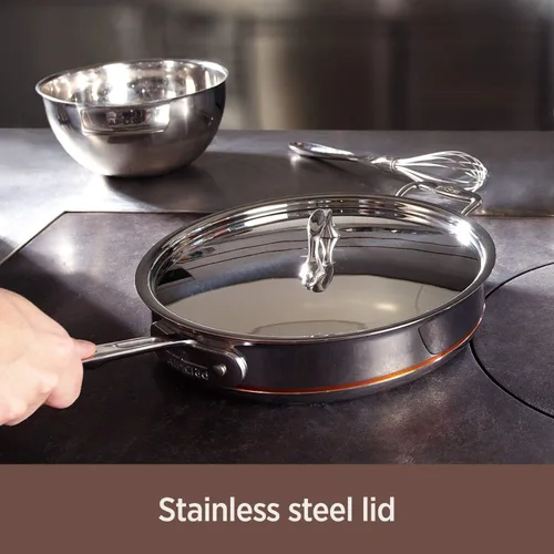 Vista 2 de All-Clad Copper Core - Olla de acero inoxidable de 5 capas de 8 cuartos de galón, apta para horno de inducción, 600F, ollas y sartenes, utensilios