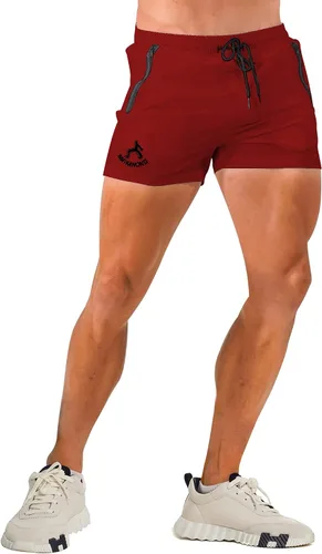 Vista 4 de MAIKANONG Pantalones cortos de gimnasio para hombre, culturismo, entrenamiento al aire libre, secado rápido, con bolsillos con cremallera