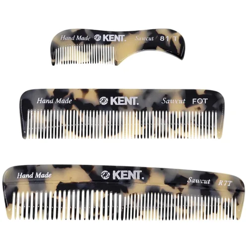 Vista 8 de Kent Set de peines de bolsillo para el cabello para hombre, grafito 81T XS, FOT All Fine Tooth, R7t de doble diente fino y grueso. El mejor kit