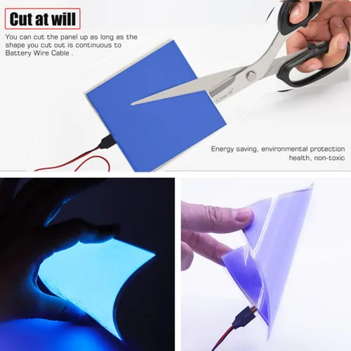 Vista 3 de Panel LED flexible, hoja de panel electroluminiscente EL cinta cortable suave para máscara de ojos, cosplay, decoración de fiesta, bricolaje