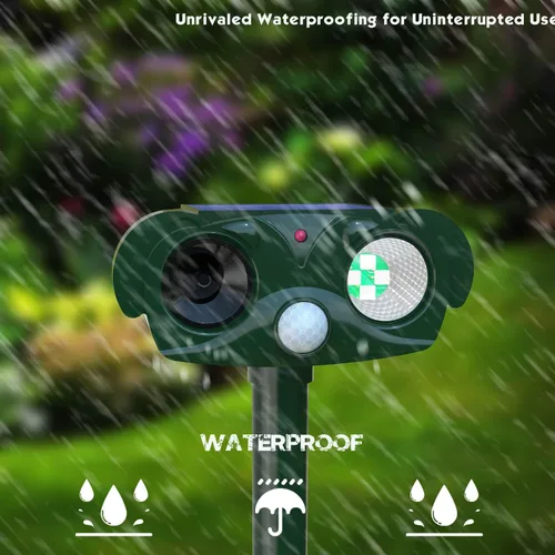 Vista 5 de Repelente ultrasónico para gatos para exteriores, repelente de mapache para gatos, disuasorio ultrasónico, protección de 360° para tu hogar, jardín
