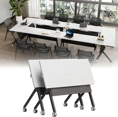Vista 23 de Folding Conference Table with Wheels, Modular Foldable Conference Room Training Tables for Training Rooms, Flip Top Mobile Rolling Meeting Seminar