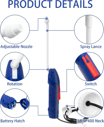 Vista 2 de Pulverizador de batería con funda, pulverizador plegable multiusos que se fija fácilmente a la mayoría de jarras de galón para jardinería, césped