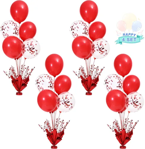 Vista 30 de 2 Juego de Globos de Mesa Negros con Spray de Aluminio para Centro de Mesa con Globos Negros y de Confeti, Kit de Soporte para Decoración de Mesa