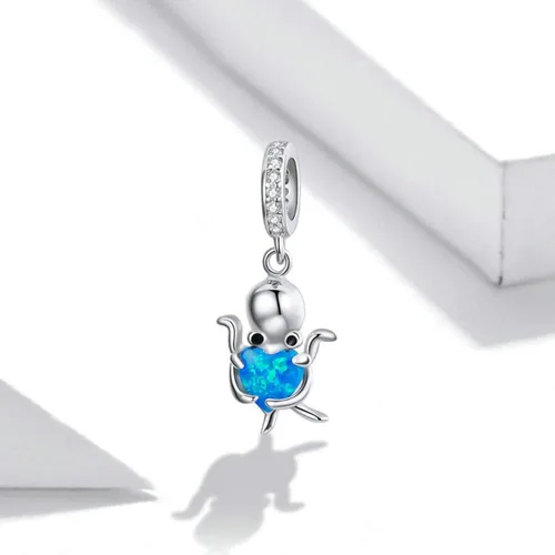 Vista 5 de Dije de tortuga marina de plata de ley 925 con diseño de pez y estrella de mar para pulsera Pandora
