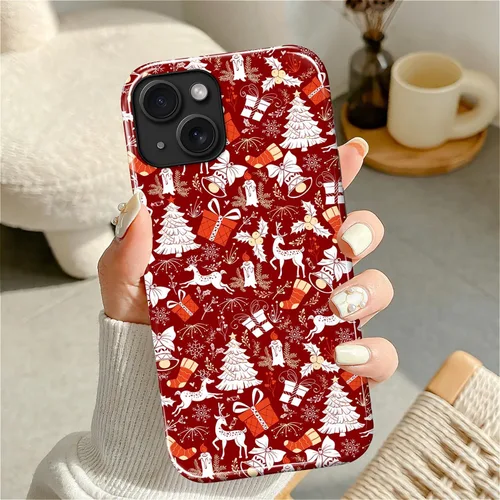 Vista 2 de Funda para iPhone 13 iPhone 14, a prueba de golpes, funda protectora híbrida de 2 capas, doble protección contra caídas, antiarañazos, diseño Rojo