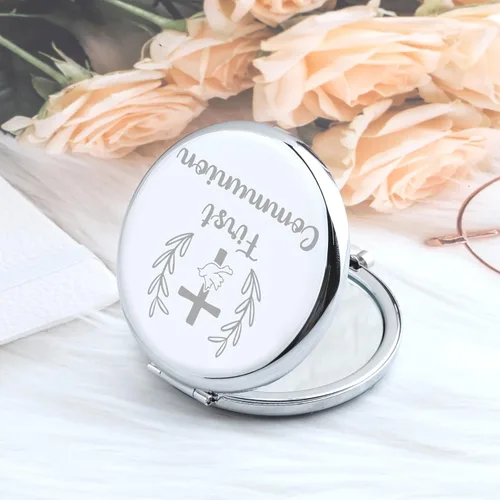 Vista 6 de Zuo Bao Regalo de primera comunión para niñas, espejo de maquillaje para primera comunión, regalo de bautismo (primera comunión)