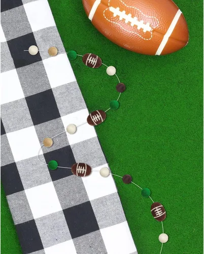 Vista 5 de Guirnalda de bolas de fieltro de fútbol, pancarta de pompones de rugby para pancartas temáticas deportivas, decoraciones de fiestas
