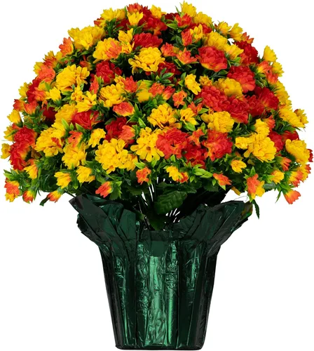 Vista 9 de Decoración de ramo de flores artificiales conmemorativas con peso, altura de 18 a 20 pulgadas, vegetación artificial, resistente a la decoloración