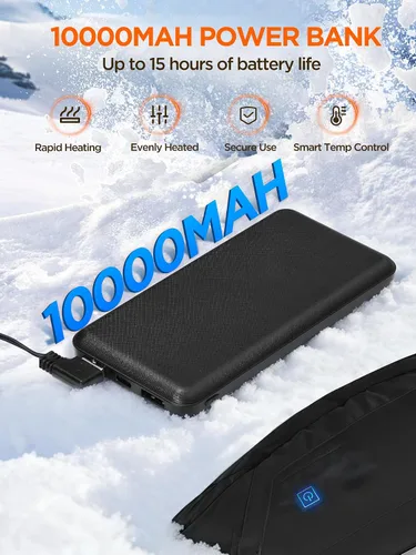 Vista 3 de Bolsa de calentador de manos con calefacción, manopla eléctrica de calentamiento de 3 etapas, banco de energía portátil recargable de 10000 mAh