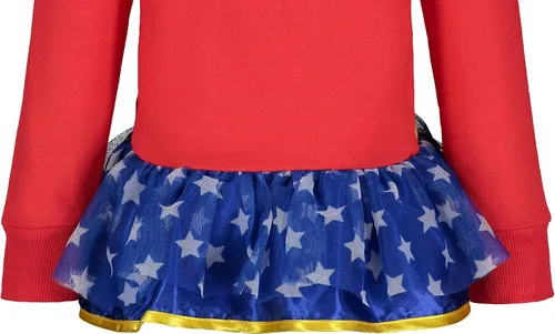 Vista 5 de DC Comics - Disfraz de la Liga de la Justicia para niñas pequeñas, con cremallera, color rojo, 6, Rojo