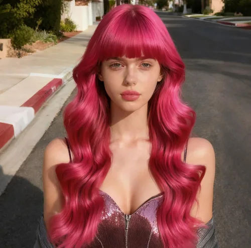Vista 9 de Pelucas de cabello ondulado rojo con flequillo, transpirable, resistente al calor, pelo de fibra sintética, largo de 24 pulgadas rizado, marrón 99J