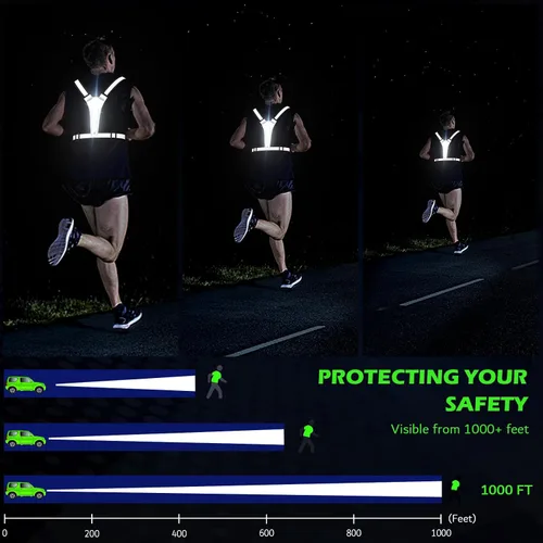 Vista 2 de Ylzzrs Chaleco reflectante LED para correr, chaleco de correr recargable por USB, soporte para teléfono para corredores, caminatas nocturnas, 6-11