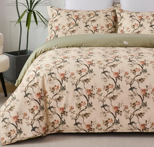 Vista 23 de Helthep Funda de Edredón Floral Tamaño Queen Full, Funda de Edredón de Algodón 100% Lavable Tamaño Full (80" x 90") con 2 Fundas de Almohada