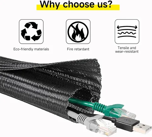 Vista 2 de Cable protector de cable de cable, tubo de telar de alambre, funda dividida para cable USB, cable eléctrico de computadora, cable de alimentación