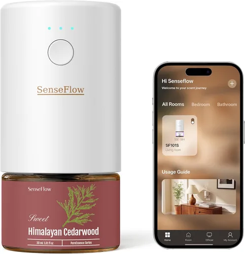 Vista 19 de Difusor de aceite esencial para el hogar, difusor inteligente de aromaterapia sin agua SF101S Pro, aroma de habitación con temporizador y aroma