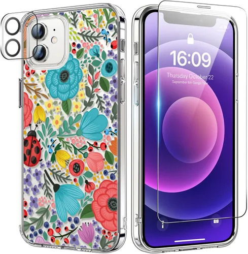 Vista 14 de bicol - Funda para iPhone 11 Pro Max con protector de pantalla y protector de lente de cámara - Diseños florales de moda para mujeres y niñas Cereza