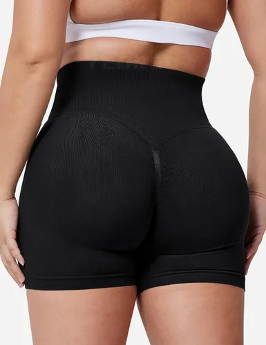 Vista 5 de YEOREO Pantalones cortos profesionales de entrenamiento para mujer, 3.6 pulgadas, pantalones cortos sin costuras, cintura alta, contorno, gimnasio